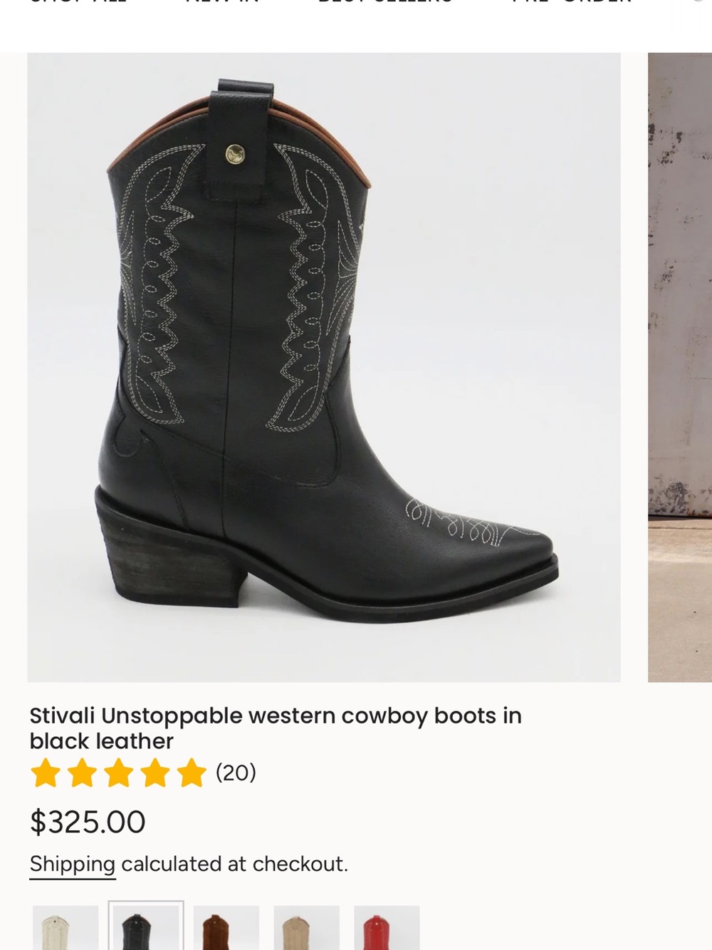 Stivali Black Leather Western Heeled Boots
